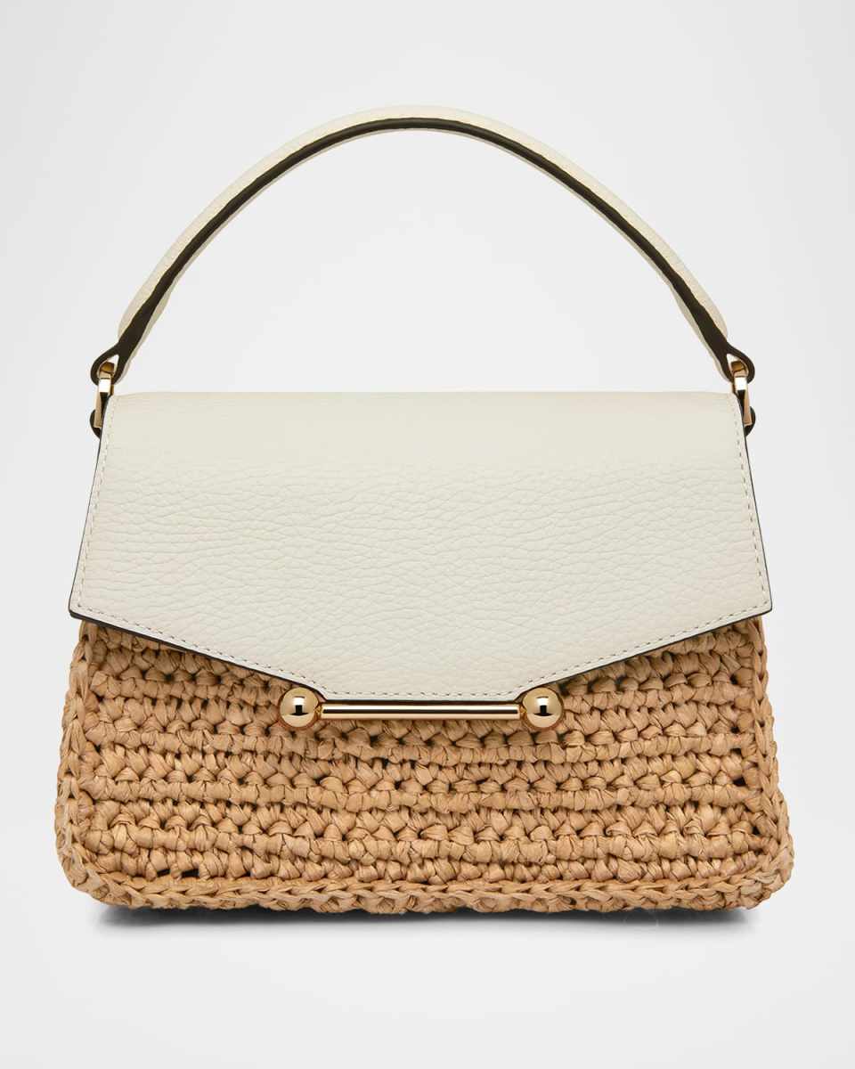 Mosaic Nano Raffia & Leather Top-Handle Bag
